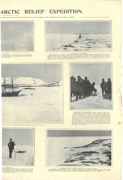 Newspaper cutting showing different images of the Antarctic expedition 1901-4 DUNIH 2016.30.45.6