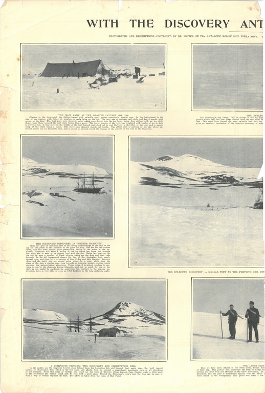Newspaper cutting showing different images of the Antarctic expedition 1901-4 DUNIH 2016.30.45.7