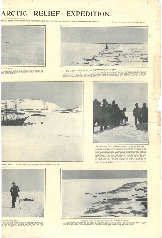 Newspaper cutting showing different images of the Antarctic expedition 1901-4 DUNIH 2016.30.45.8
