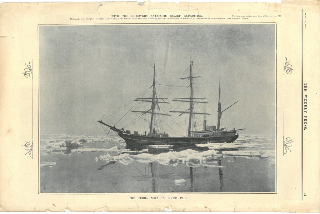 Newspaper cutting showing different images of the Antarctic expedition 1901-4 DUNIH 2016.30.45.12