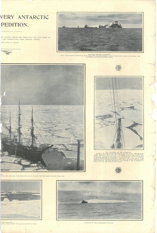 Newspaper cutting showing different images of the Antarctic expedition 1901-4 DUNIH 2016.30.45.13