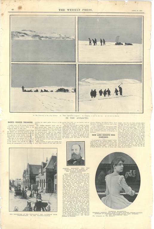 Newspaper cutting showing different images of the Antarctic expedition 1901-4 DUNIH 2016.30.45.14
