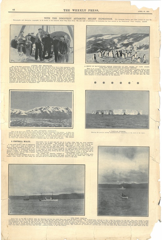 Newspaper cutting showing different images of the Antarctic expedition 1901-4 DUNIH 2016.30.45.16