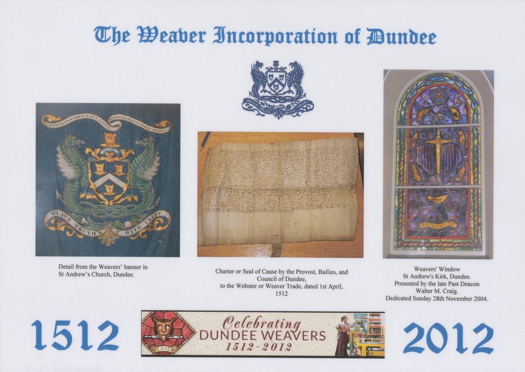 Placemat, 500th Anniversary of the Dundee Weaver Craft Dinner DUNIH 2016.13.3