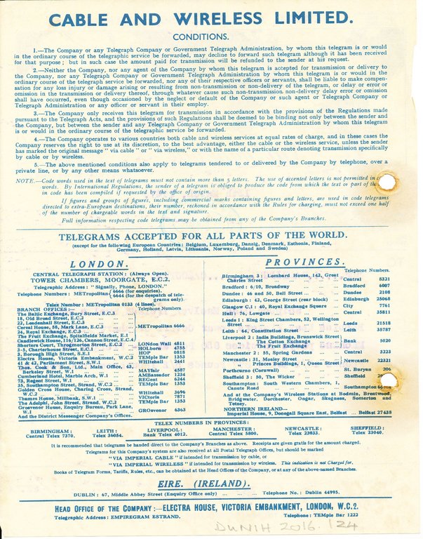 Telegram to DLT Rambingh Calcutta, 13th March 1947 DUNIH 2016.11.124