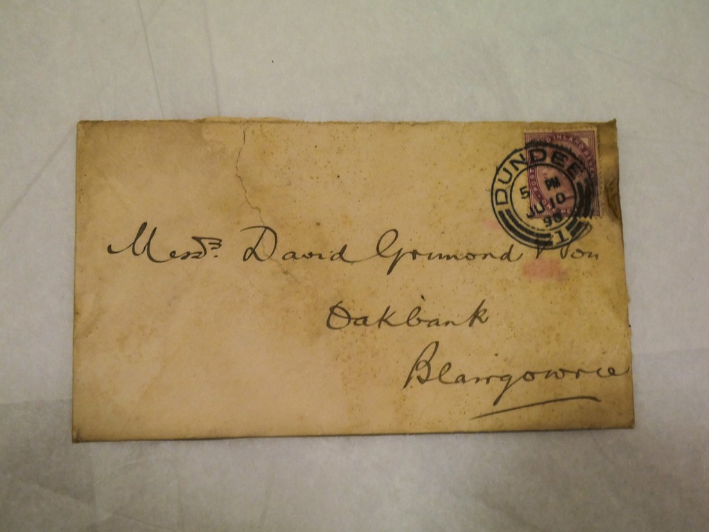 Envelope addressed to Messrs David Grimond, dated 10th June 1898 DUNIH 2017.1.19.4