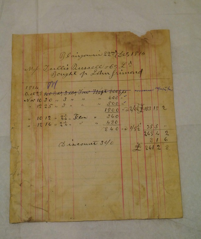 Invoice from John Grimond to Tulis Russell& Co. dated 22nd Dec 1914 DUNIH 2017.1.22.3