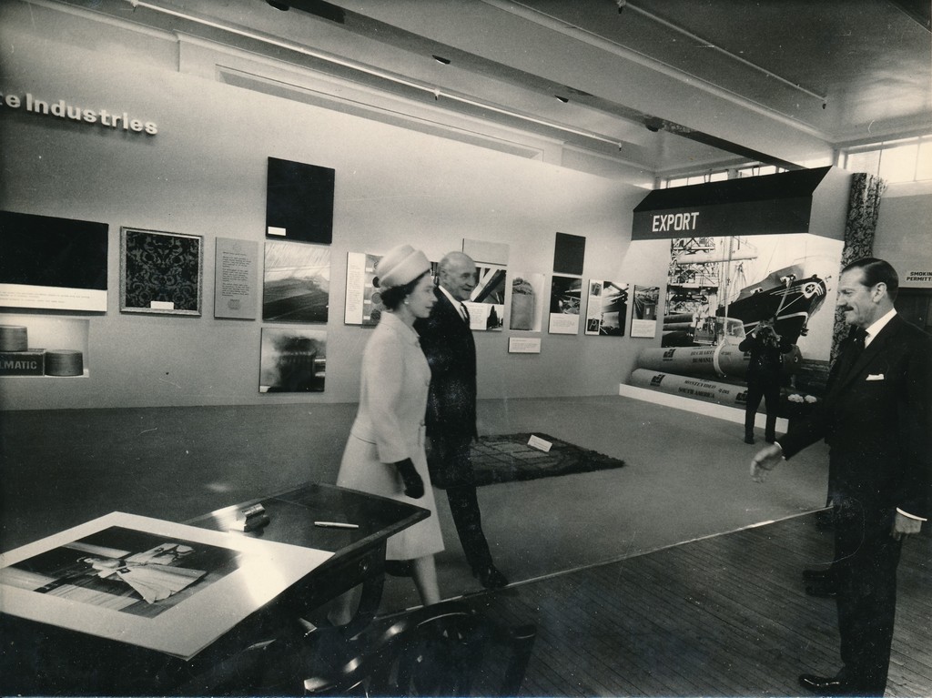 Photograph of the Queen at the exhibition of products, May 1969 DUNIH 2017.16.2.25