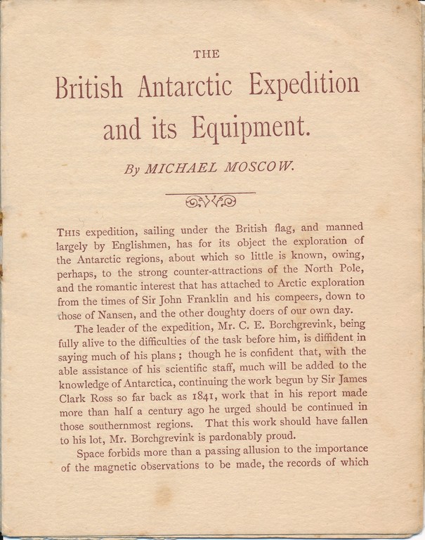 The British Antarctic Expedition and its Equipment DUNIH 1.513