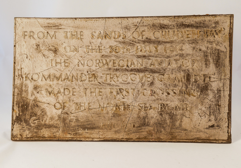 Replica plaque from Trygge Gran North Sea Crossing Memorial DUNIH 2014.5.2