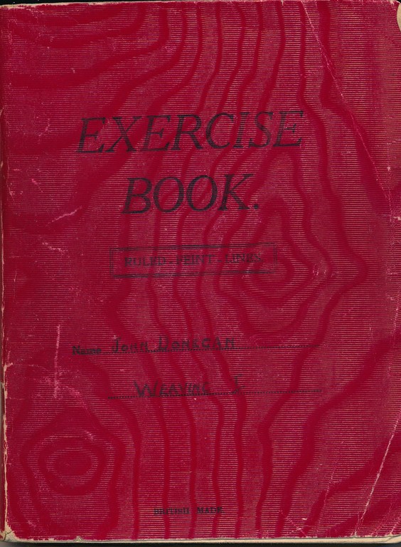 Exercise book belonging to John Donnegan regarding weaving DUNIH 2014.15.1