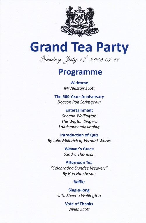 Programme of Grand Tea Party DUNIH 2014.18.2