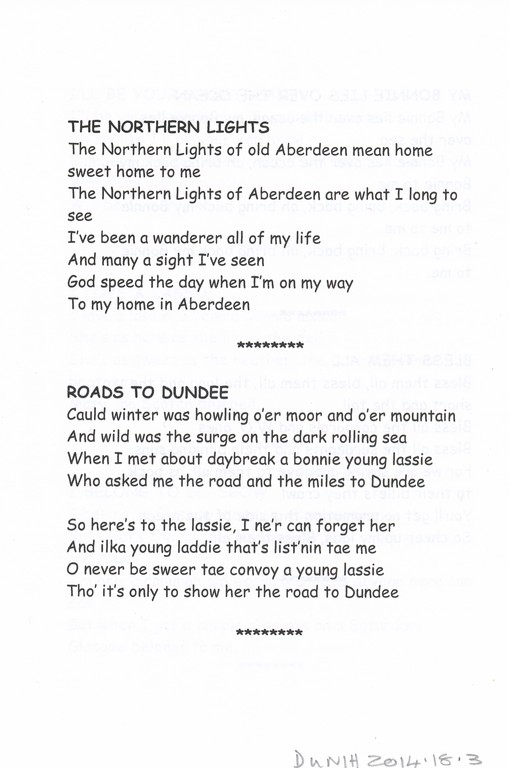 Lyric sheet of Scot's songs sung at the Grand Tea Party. DUNIH 2014.18.3