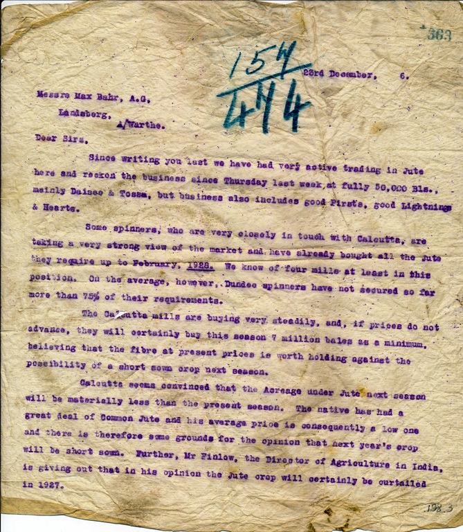 Letter from D. Pirie & Co. to Messers. Max Bahr DUNIH 198.3