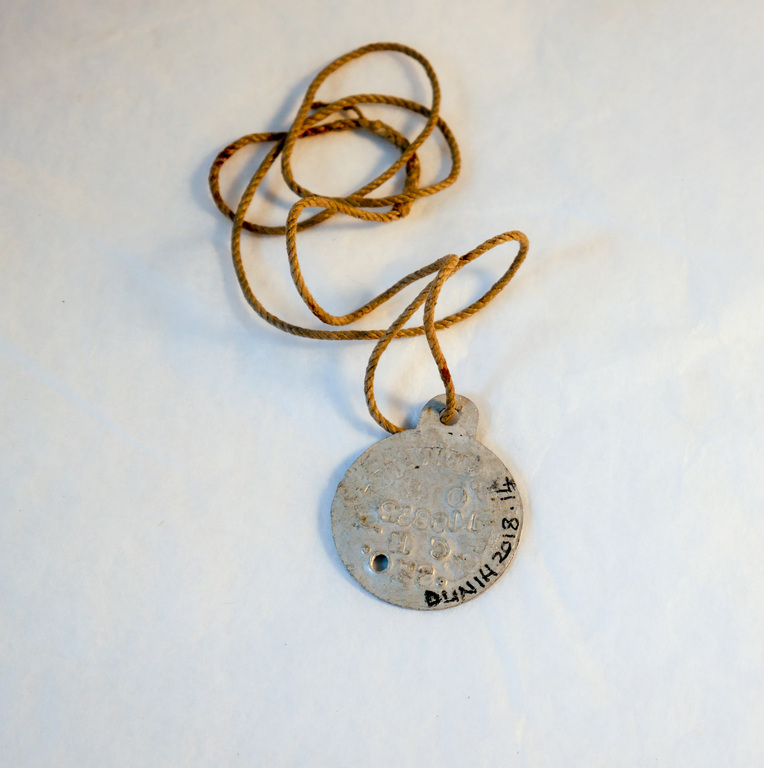 World War I Dog Tag relating to Thomas Whitfield DUNIH 2018.14