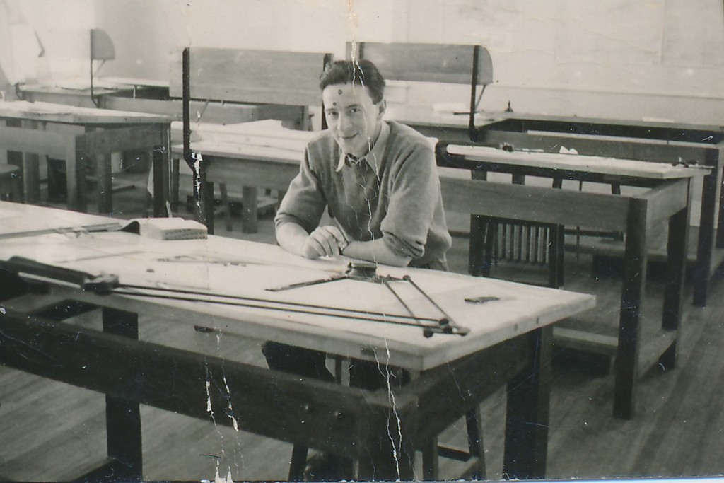Photograph of Bill Kennedy in Indian drawing office DUNIH 2018.16.4.2