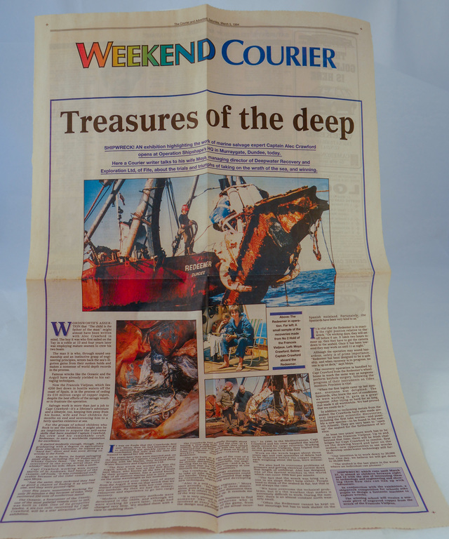 Newspaper cutting re. deepwater recovery and exploration of Fife DUNIH 2018.20.5