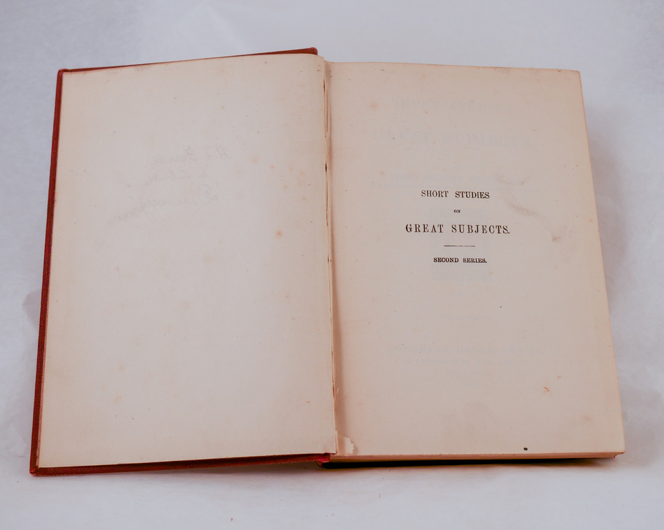 &#39;Short Studies on Great Subjects, Vol II&#39; - Book part of Discovery 1901-1904 library DUNIH 2018.24.11.2