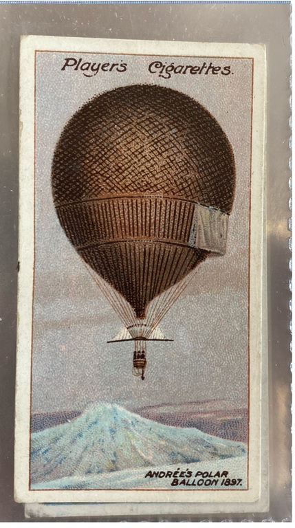 CIGARETTE CARD, first Series no.1 Andree\'s Polar Balloon, one of a collection of cigarette cards detailing Polar Exploration DUNIH 2022.18.1