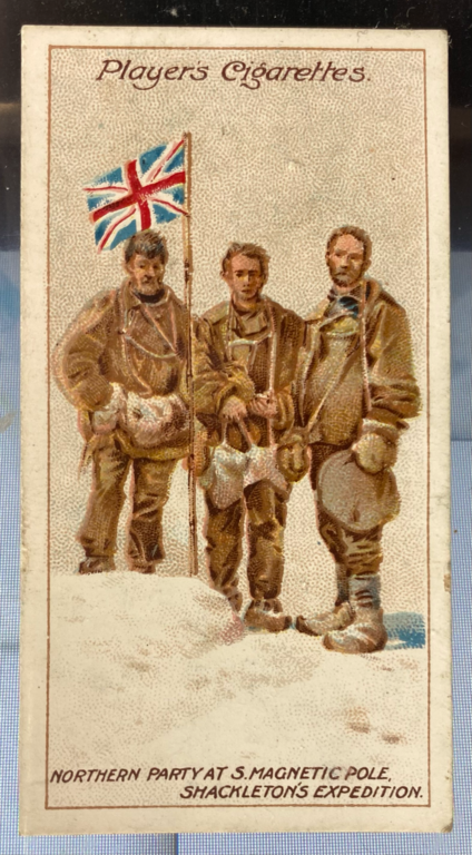 CIGARETTE CARD, first Series no.16 The Northern Party at the South Magnectic Pole, one of a collection of cigarette cards detailing Polar Exploration DUNIH 2022.18.16
