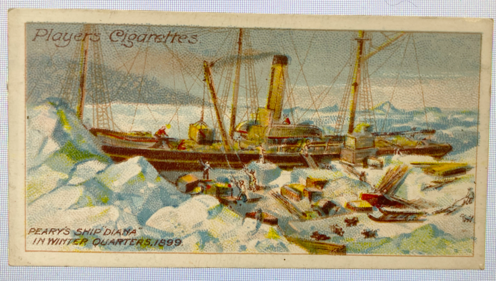CIGARETTE CARD, first Series no.9 Peary\'s Arctic Expedition, 1898-1902, one of a collection of cigarette cards detailing Polar Exploration DUNIH 2022.18.9