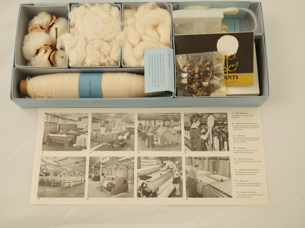 Fabric sample box, used for educational purposes. DUNIH 2020.2