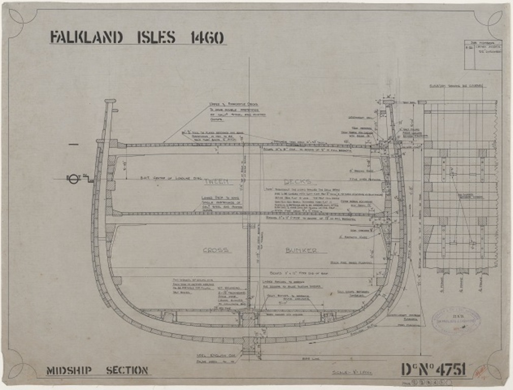 Ship Plan from the Vosper refit of Discvoery in 1923. DUNIH 2022.19.4