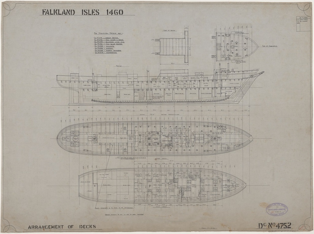Ship Plan from the Vosper refit of Discovery in 1923. DUNIH 2022.19.5
