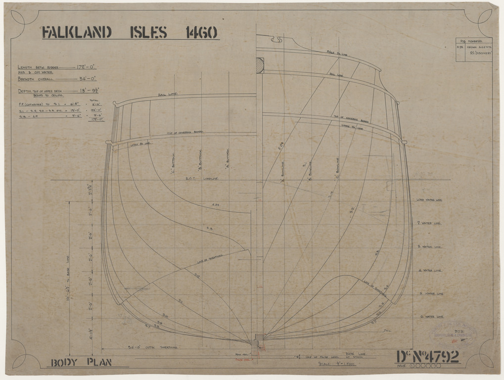 Ship Plan from the Vosper refit of Discovery in 1923. DUNIH 2022.19.38