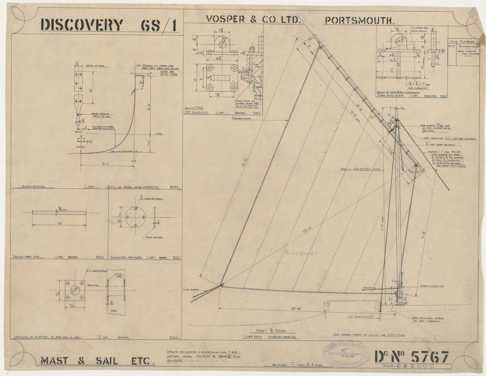 Ship Plan from the Vosper refit of Discovery in 1923. DUNIH 2022.19.90