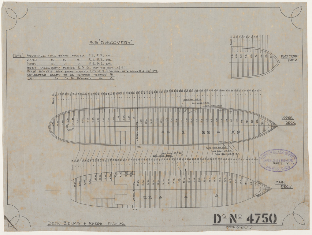 Ship Plan from the Vosper refit of Discovery in 1923. DUNIH 2022.19.3
