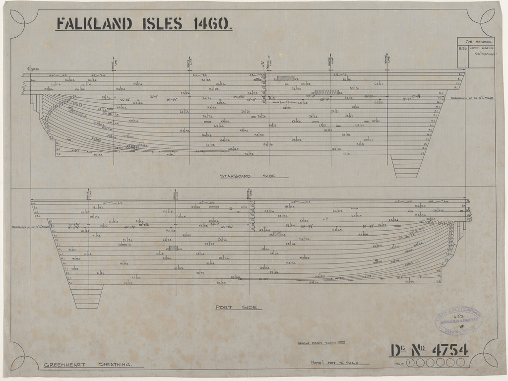 Ship Plan from the Vosper refit of Discovery in 1923. DUNIH 2022.19.7