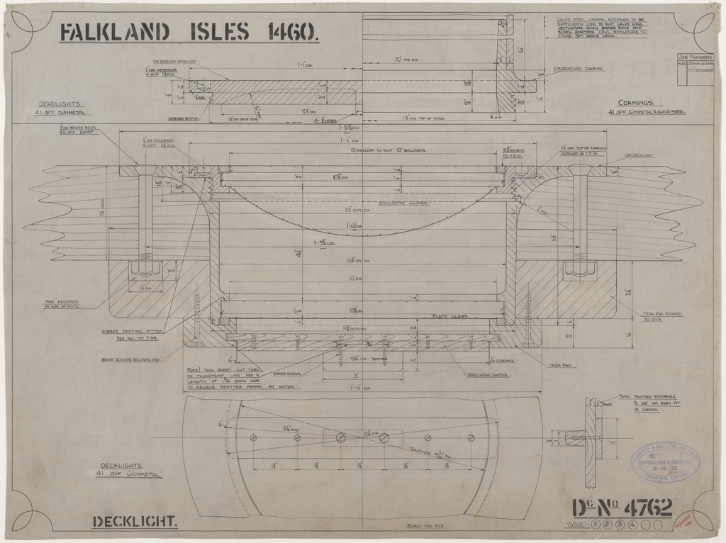 Ship Plan from the Vosper refit of Discovery in 1923. DUNIH 2022.19.14