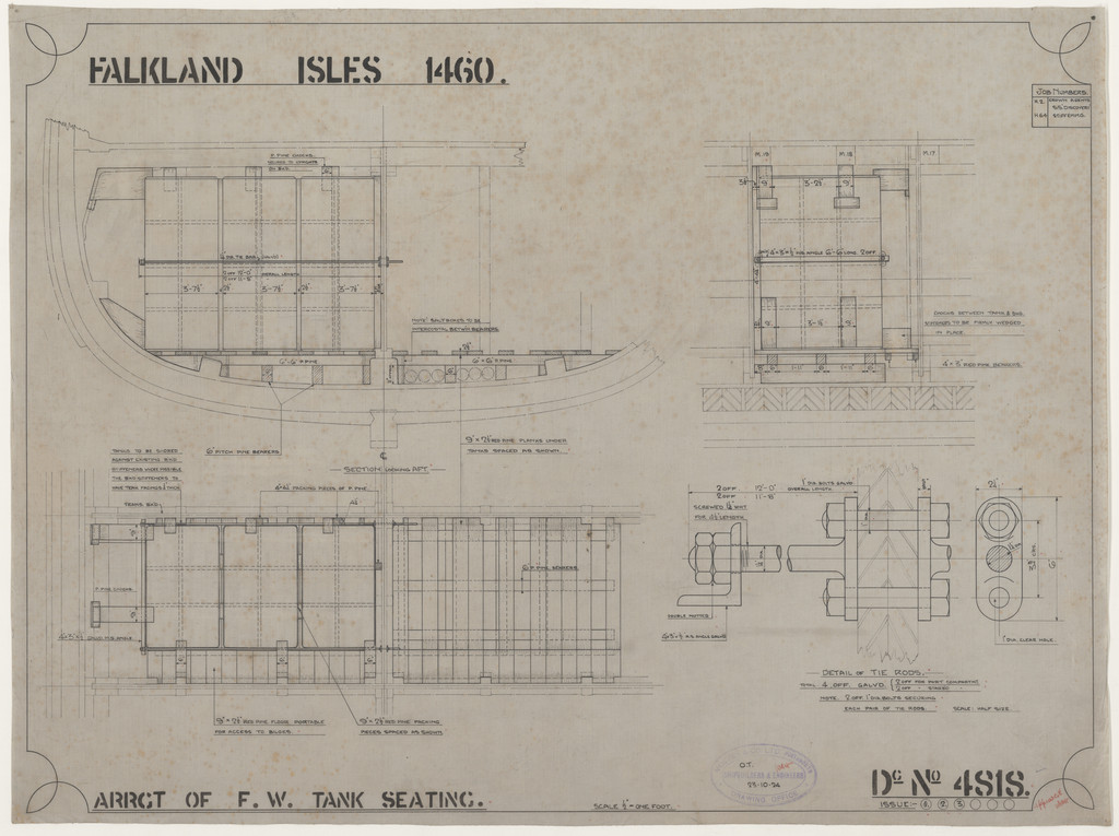 Ship Plan from the Vosper refit of Discovery in 1923. DUNIh 2022.19.57