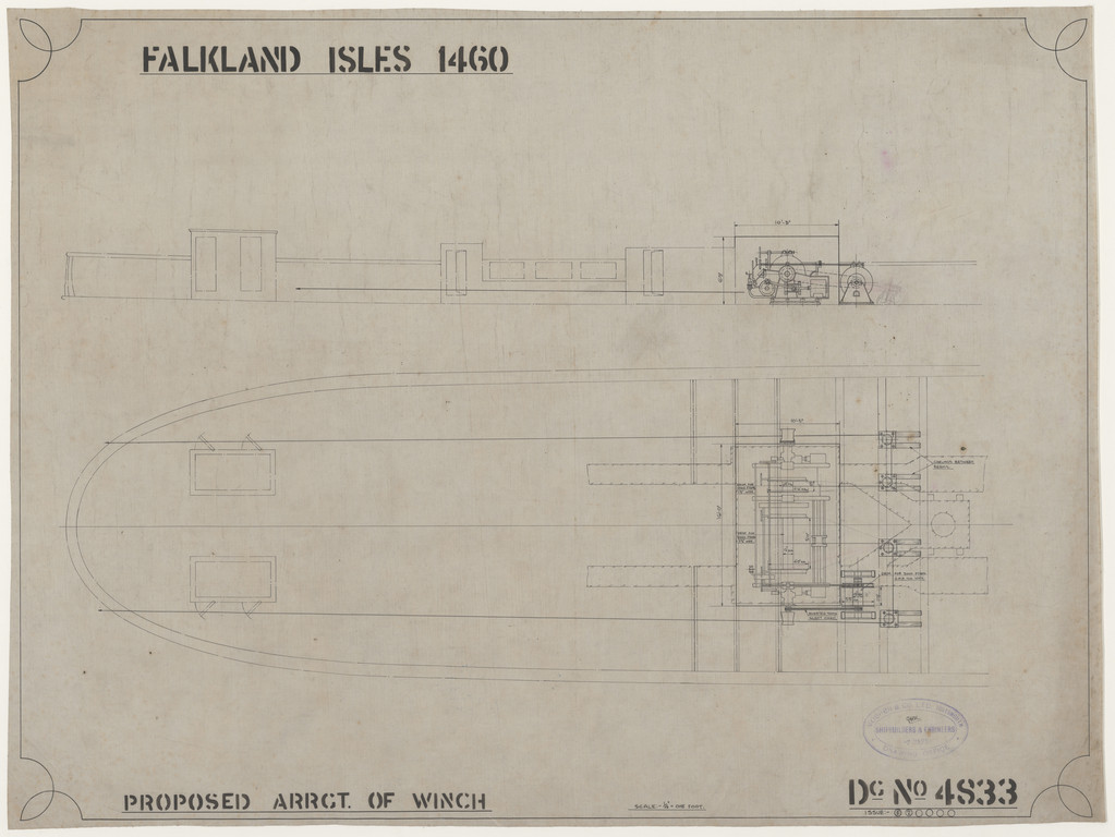Ship Plan from the Vosper refit of Discovery in 1923. DUNIH 2022.19.59