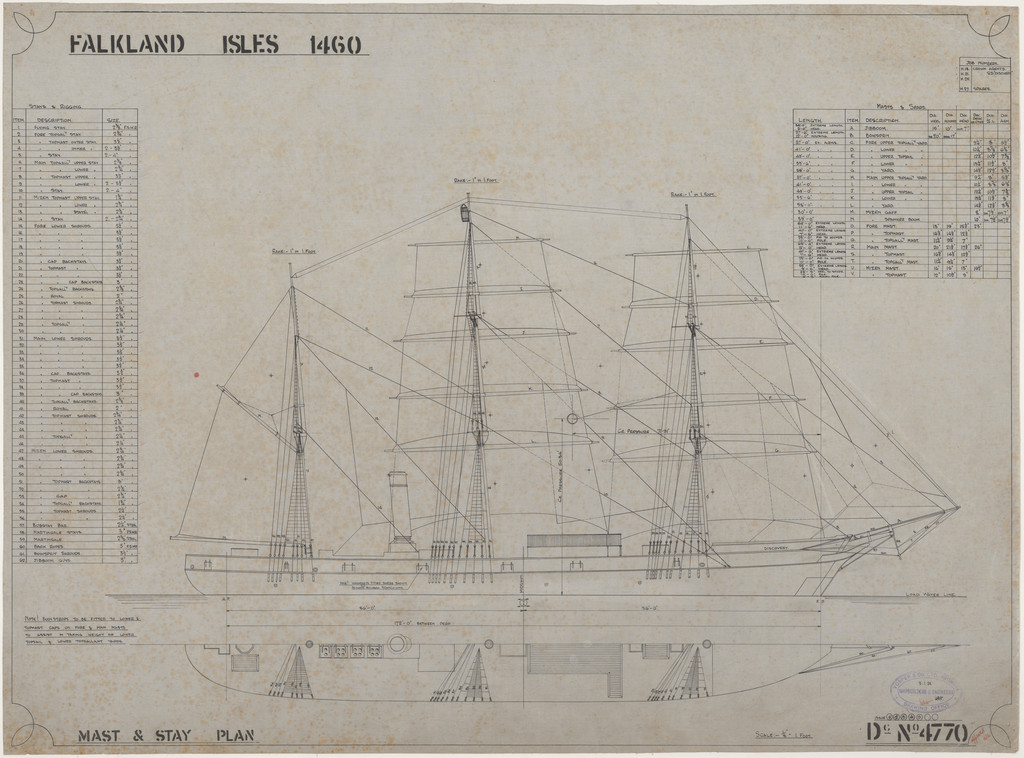 Ship Plan from the Vosper refit of Discovery in 1923. DUNIH 2022.19.20