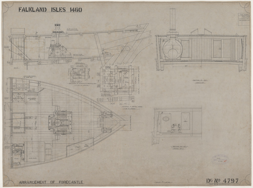 Ship Plan from the Vosper refit of Discovery in 1923. DUNIH 2022.19.42