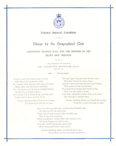 Image of Programme  from dinner held for the crew of the Morning DUNIH 1.062