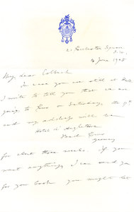Image of Letter to Colbeck from Markham with temporary address DUNIH 1.086