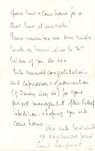 Image of Letter re. congraulating Colbeck on sucessful mission DUNIH 1.141