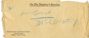 Image of Envelope sent to William R. Colbeck DUNIH 1.154