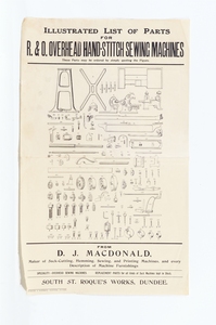 Image of List of Parts D.J. MacDonald Sewing Machines DUNIH 101