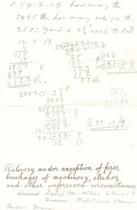 Image of Scrap paper containing notes and calculations DUNIH 106.12