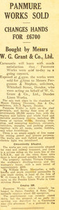 Image of Article re. W.G. Grant & Co. buying Panmure Works DUNIH 106.41