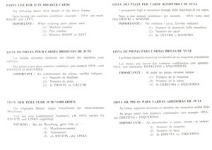 Image of Parts List for jute breaker cards DUNIH 125