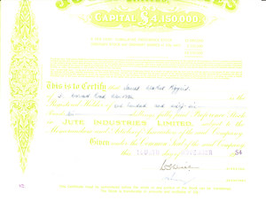 Image of Share Certificates, Jute Industries Ltd. DUNIH 2005.10.3