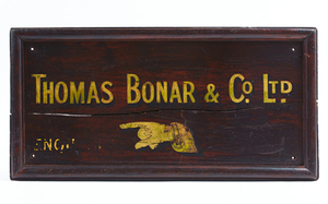 Image of Wooden sign for Thomas Bonar & Co. Ltd. Dunih 2009.41