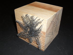 Image of Cube featuring a jute stem design created from nails DUNIH 2010.47.3
