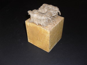 Image of Yellow cube with attached bound jute rolls DUNIH 2010.47.8