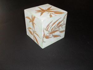 Image of Cube with golden shoots and leaves embellishment DUNIH 2011.1.13
